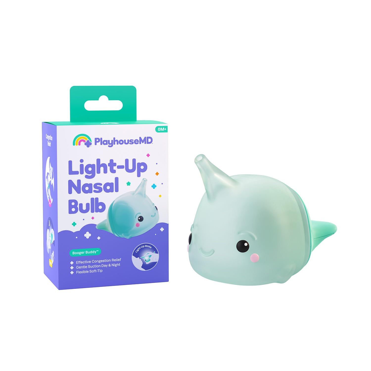 Playhouse MD Booger Buddy Nasal Aspirator Bulb, Narwhal - with LED Light for Babies & Toddlers \u... | Amazon (US)