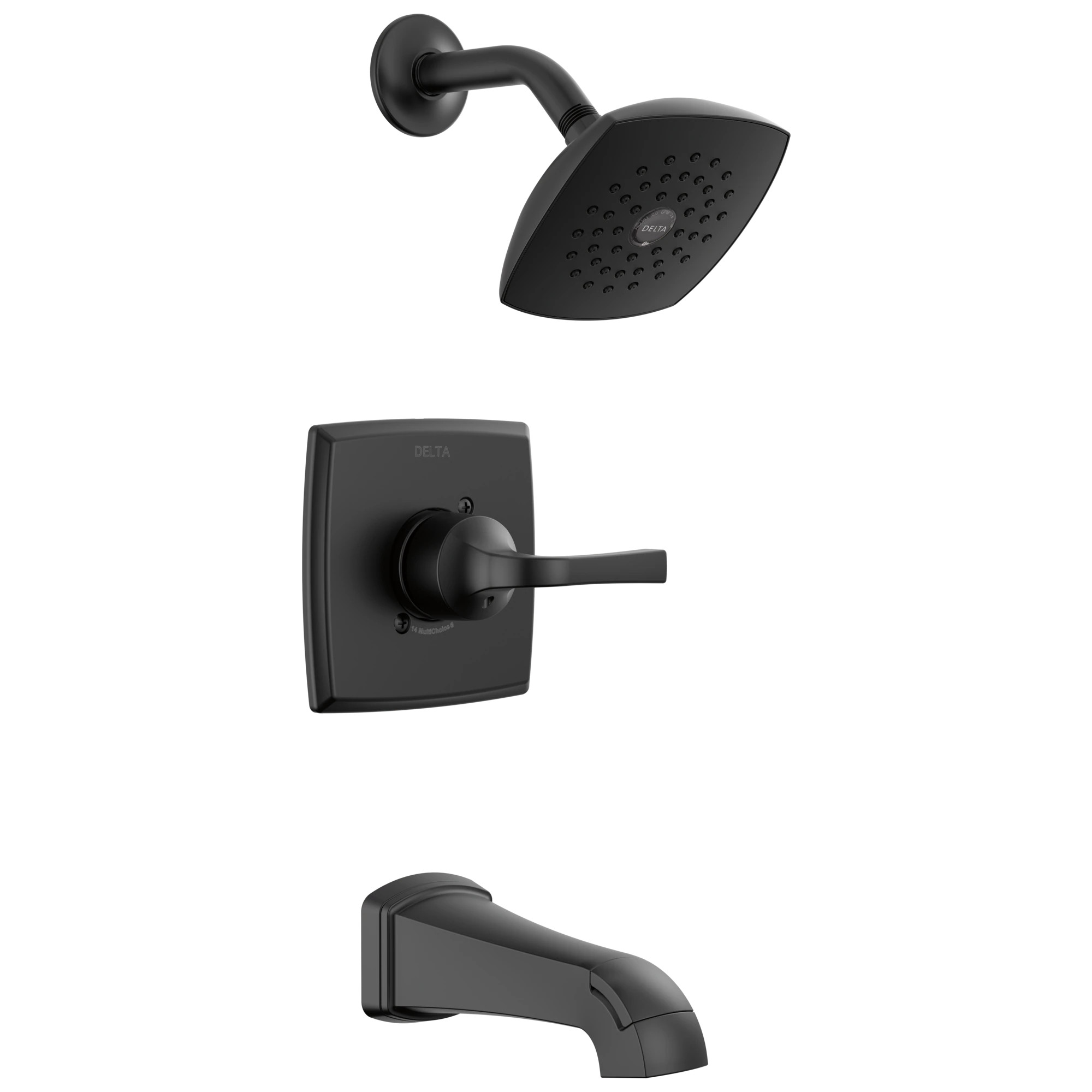 Delta Knoxville Matte Black 1-handle Single function 5.25-Inches Square Bathtub and shower Faucet... | Lowe's