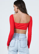 Becca Long Sleeve Crop Top Red | Princess Polly US