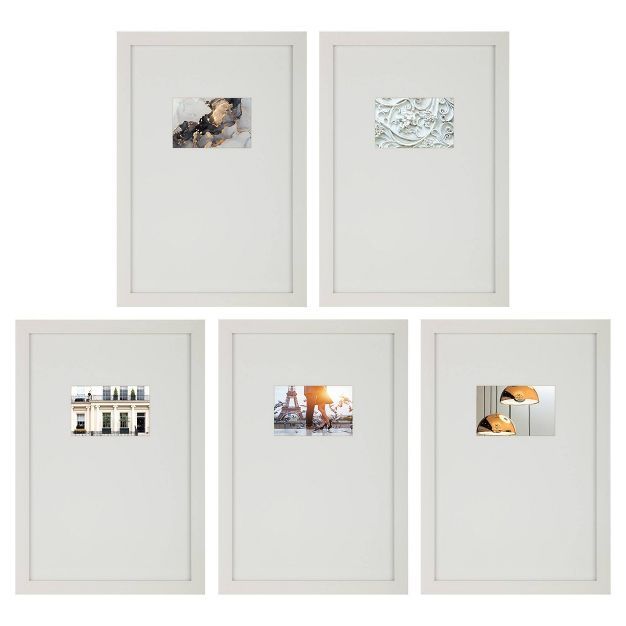 5pc 12" x 18" Matted to 4" x 6" Gallery Wall Picture Frame Set with Offset Mat/Hanging Template -... | Target