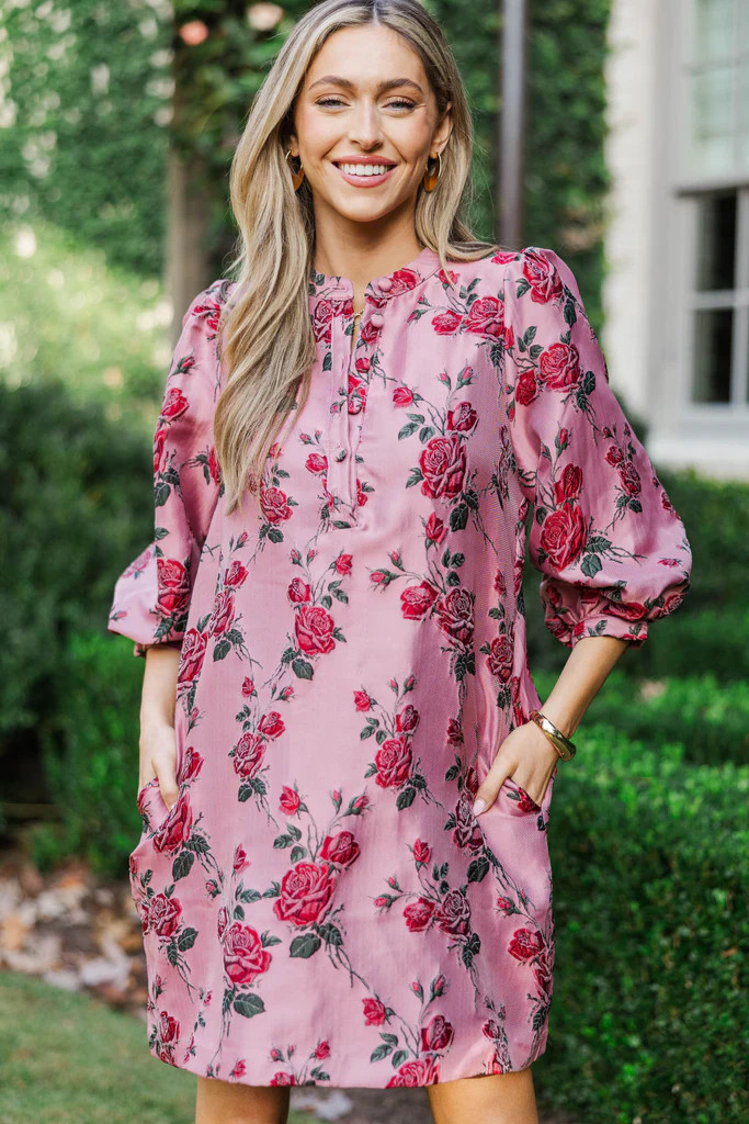 Refined Romance Mauve Brocade Mini Dress | The Mint Julep Boutique