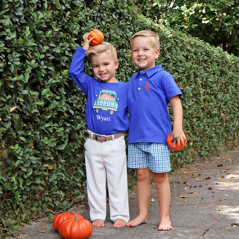 Hello Pumpkin Green Gingham Polo Short Set | Classic Whimsy
