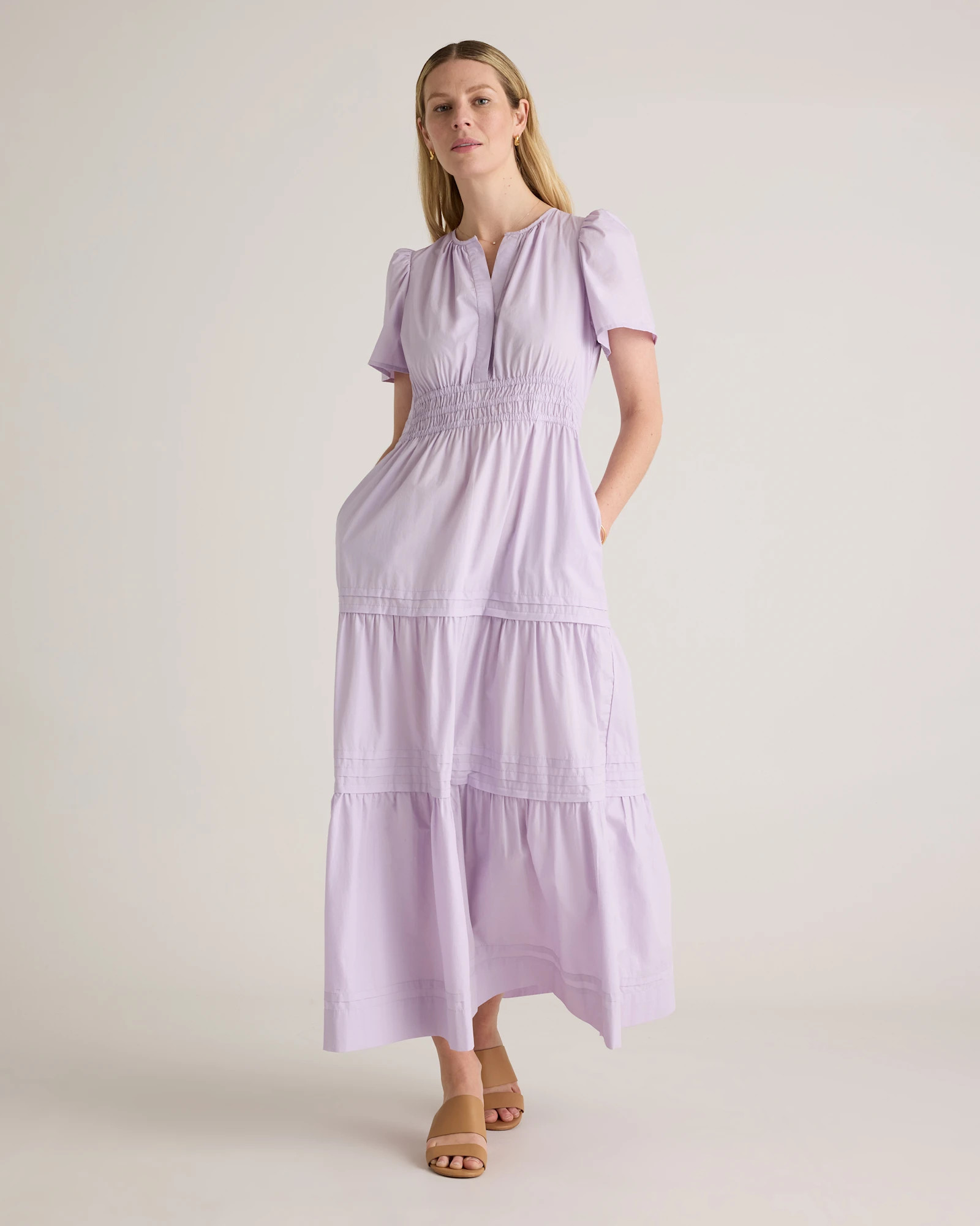 100% Organic Cotton Tiered Maxi Dress in Pastel Lilac | Quince