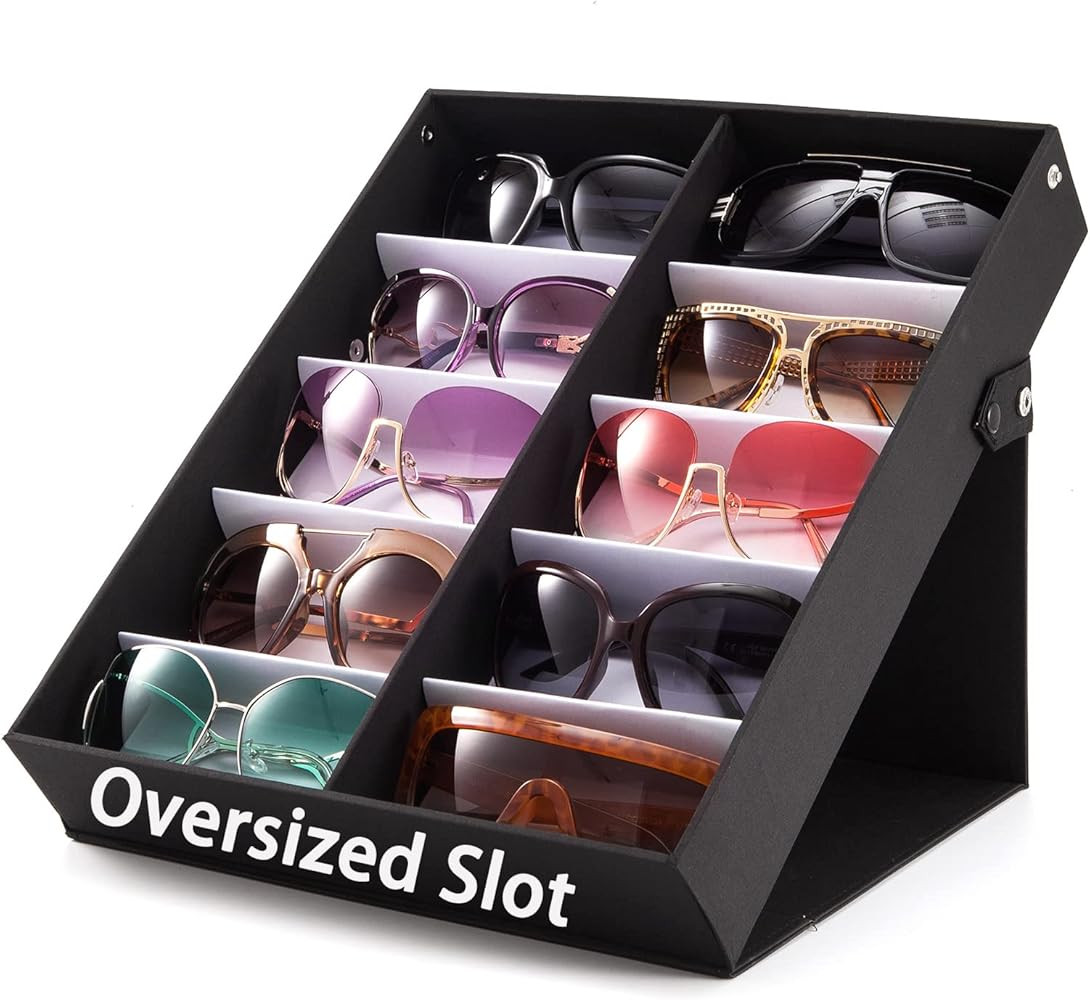 TRIUMPH VISION Sunglasses Organizer Storage Eyeglasses Holder Multiple Glasses Case Box Eyewear Case with Lid | Amazon (US)