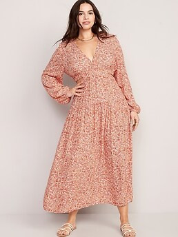 Waist-Defined Crepe Side-Cutout Maxi Dress for Women | Old Navy (US)