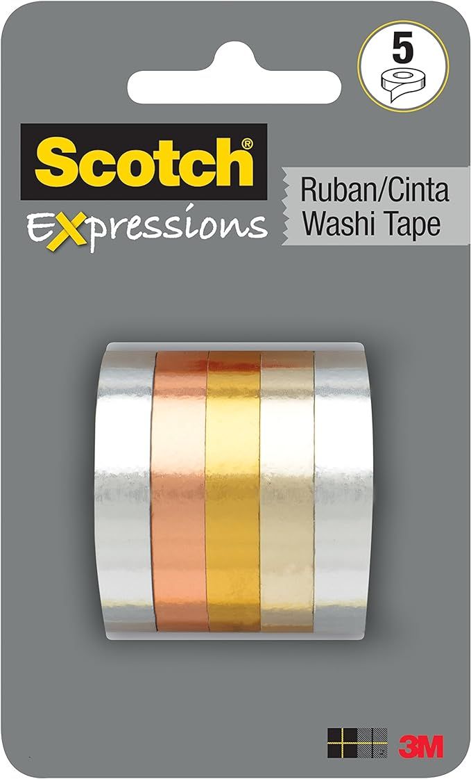 Scotch Expressions Washi Tape Multi Pack, 5 rolls/pk, Thin Foil Collection (C1017-5-P1) | Amazon (US)