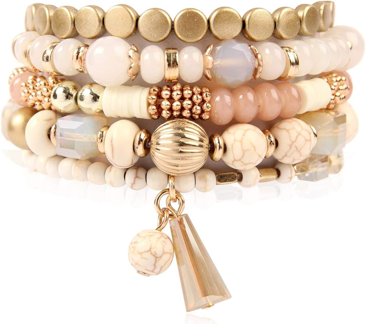 RIAH FASHION Bohemian Mix Bead Multi Layer Versatile Statement Bracelets - Stackable Beaded Stran... | Amazon (US)