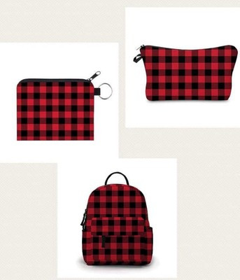 Mini Backpack in red and black Buffalo print with Pouch and Coin purse.  All NWT | eBay | eBay US