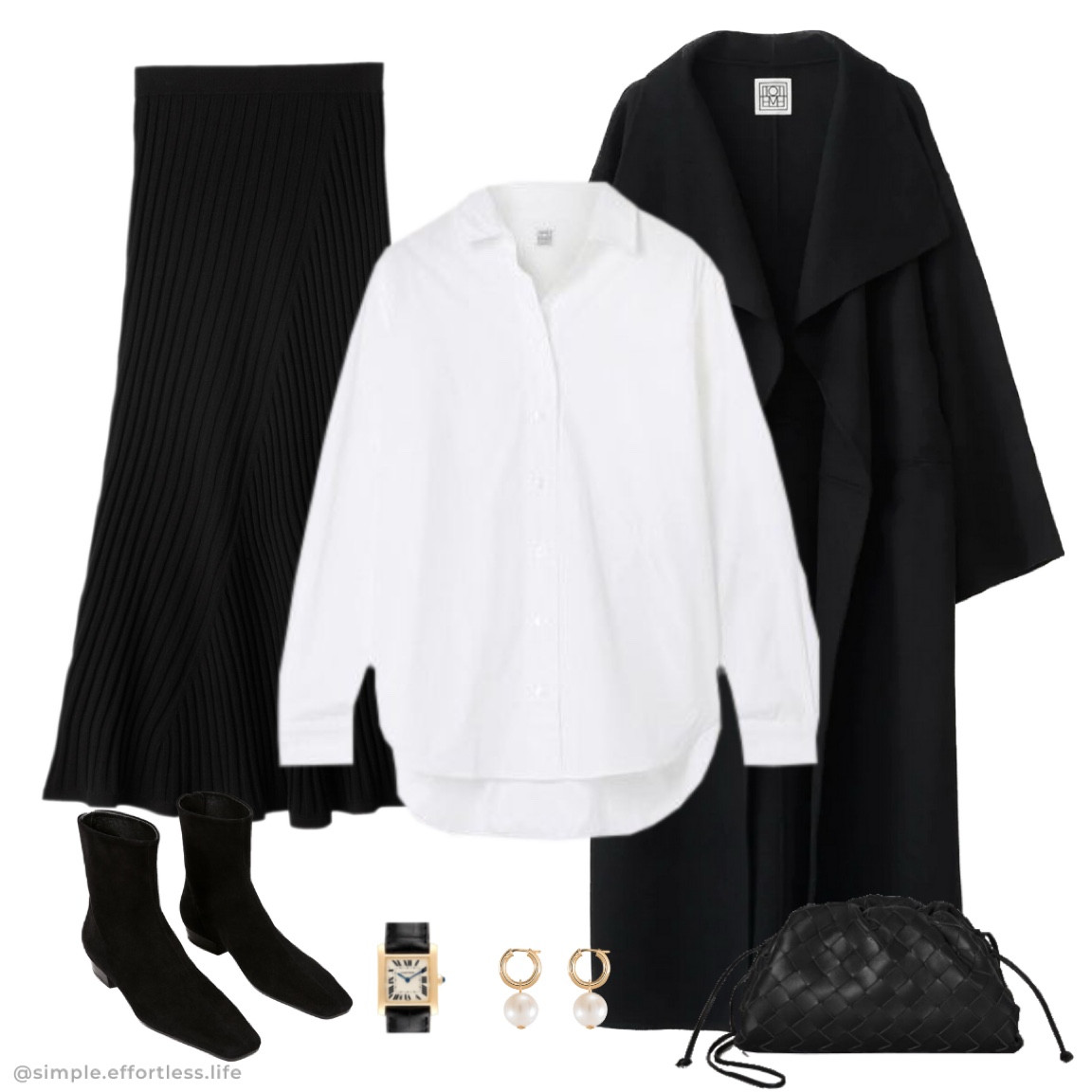 White shirt, black ribbed skirt 🖤🤍