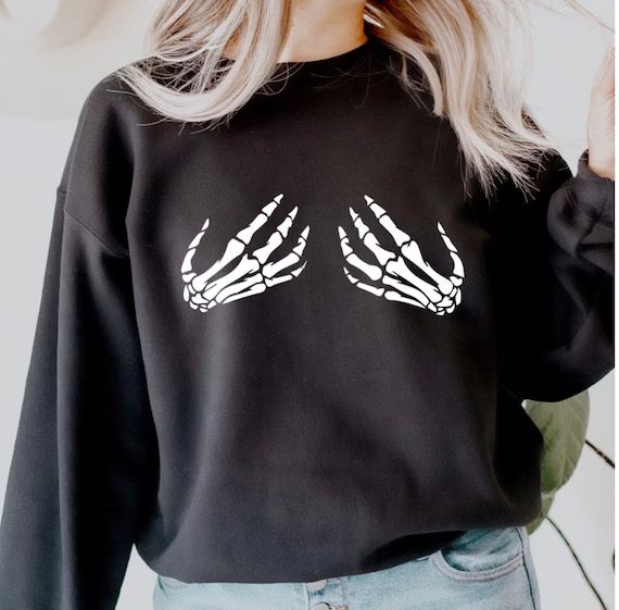 Skeleton Hands Shirt Funny Halloween Shirt Women Halloween - Etsy | Etsy (US)