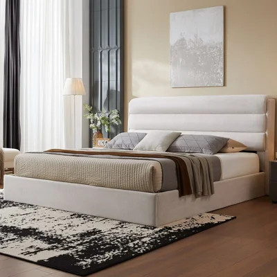 Lift Up Storage Bed, Upholstered Platform Bed with Hydraulic System & Wood Slats Support, Bed Frame with 3-Panel Headboard, No Box Spring Needed, Easy | Wayfair North America