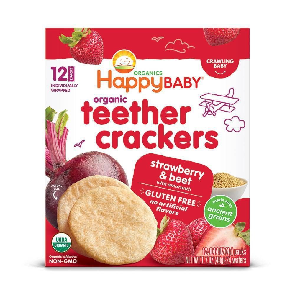 HappyBaby Strawberry & Beet Organic Teether Crackers - 12ct/0.14oz Each | Target