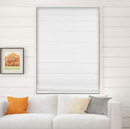 Arlo Blinds Thermal Room Darkening Fabric Roman Shades, Color: White, Size: 36" W X 60" H, Cordless  | Amazon (US)