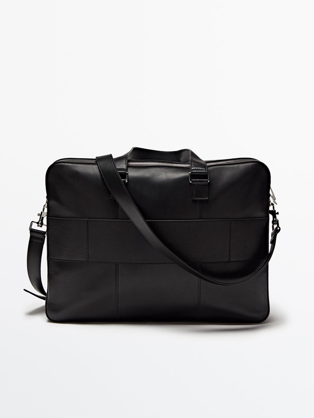 Black leather briefcase | Massimo Dutti US