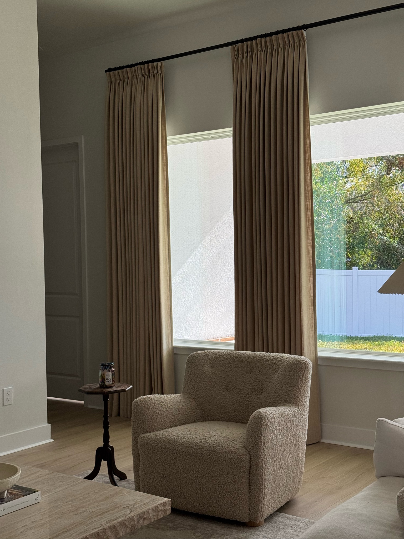 two pages custom curtains completely transformed our space! code TAY15 for $ off!

curtain details
liz linen - light khaki - triple pleat - privacy lined 

#LTKHome