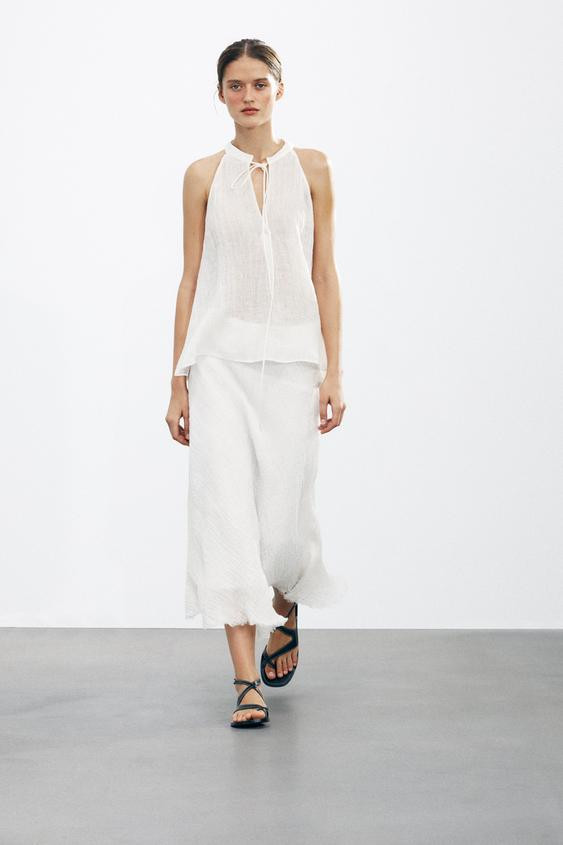 100% LINEN HALTER TOP ZW COLLECTION | Zara UK