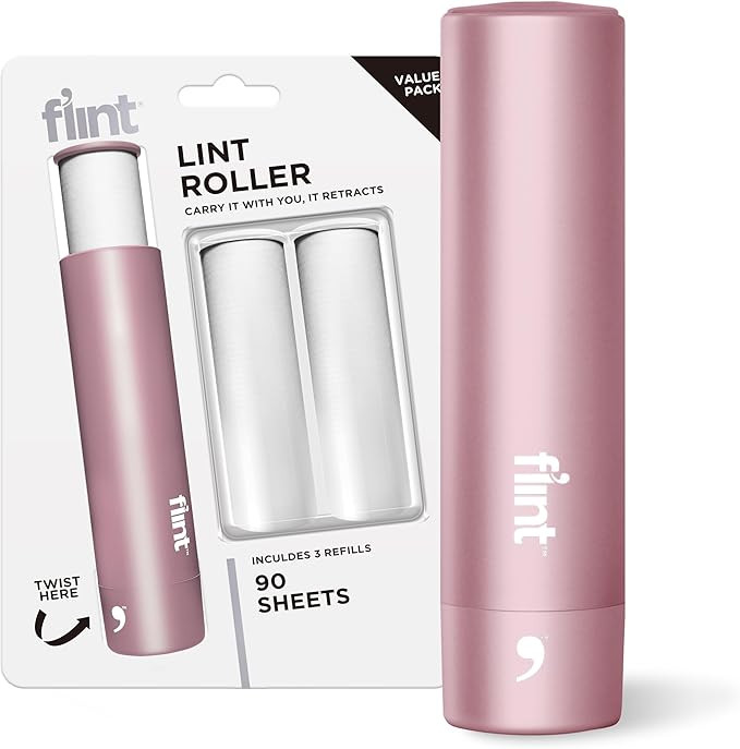 Flint Classic Retractable Mini Lint Roller – Rose Gold, Small & Portable Travel Lint Roller wit... | Amazon (US)
