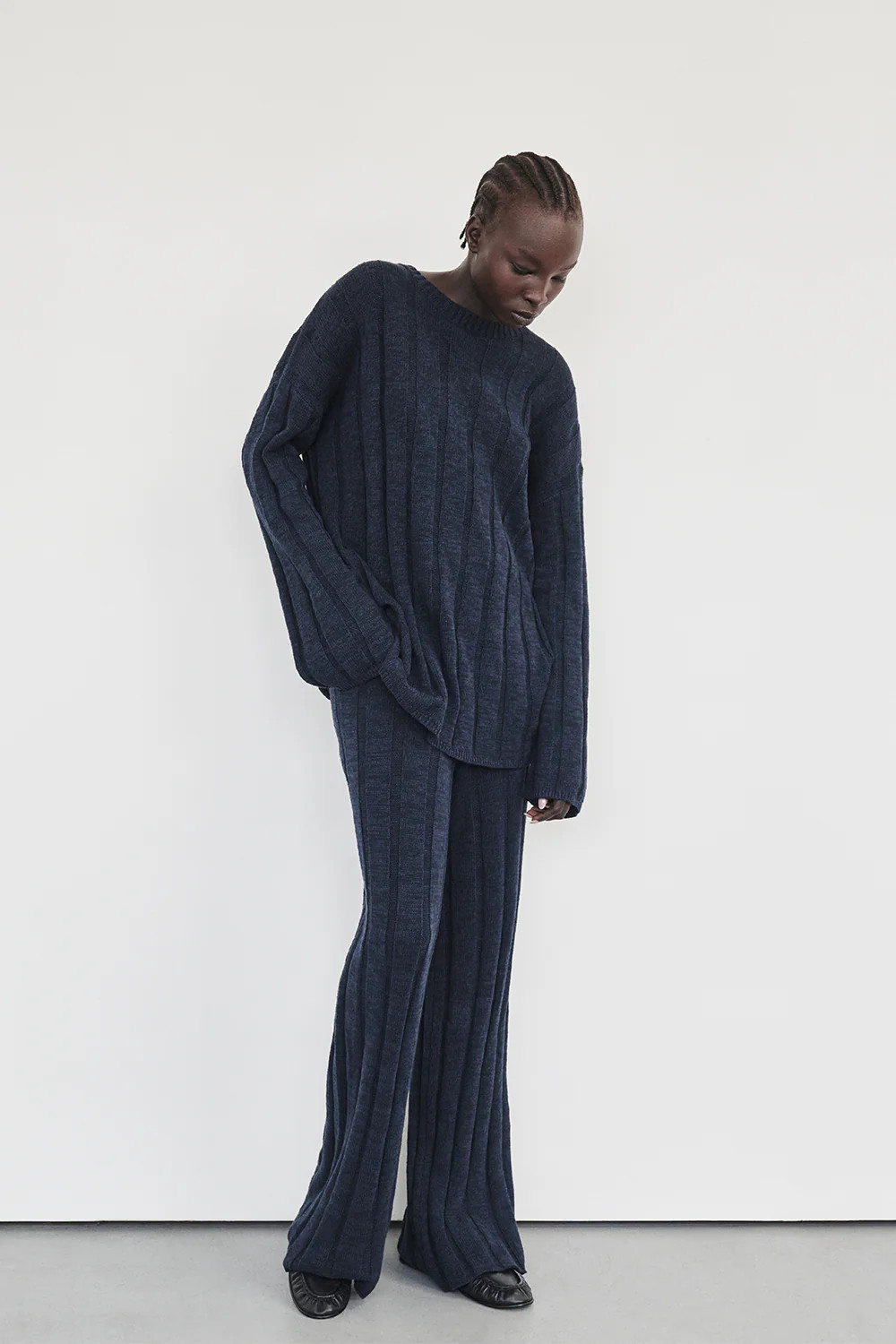 JAZZ INDIGO CREW NECK KNIT TOP | DISSH
