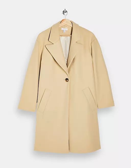 Topshop formal midi length coat in cream | ASOS (Global)