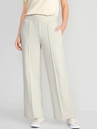 High-Waisted Dynamic Fleece Pintucked Wide-Leg Pants for Women | Old Navy (CA)