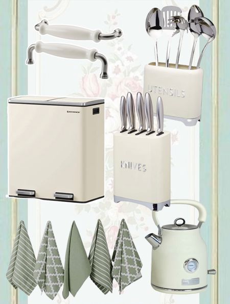 Cream coloured shabby chic vintage style kitchen appliances with stainless steel finishes. 

#LTKhome