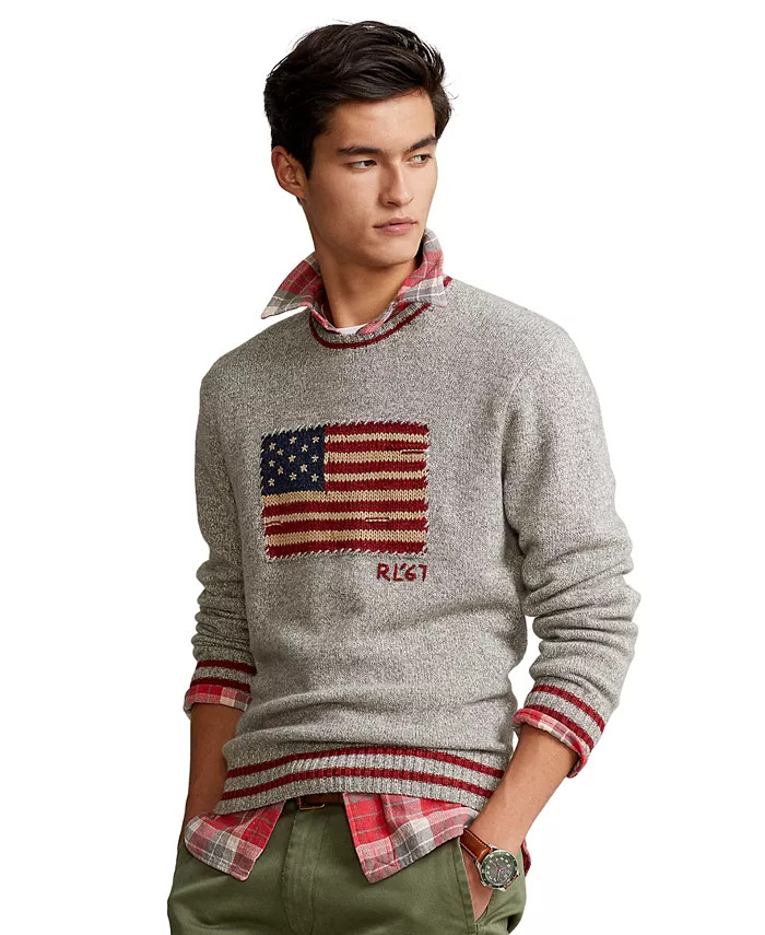 Men's Marled Flag Sweater | Macy's