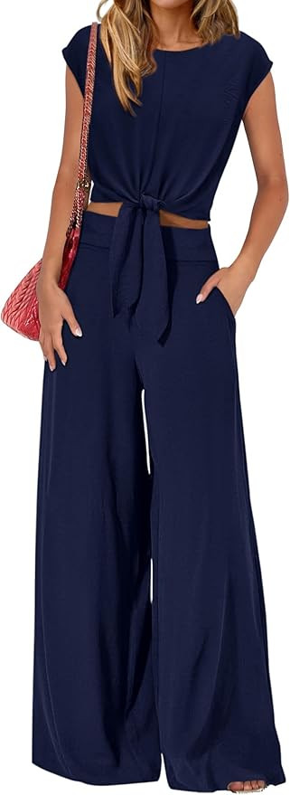 PRETTYGARDEN Women 2 Piece Lounge Sets 2026 Casual Summer Outfits Cap Sleeve Strappy Crop Tops Wi... | Amazon (US)