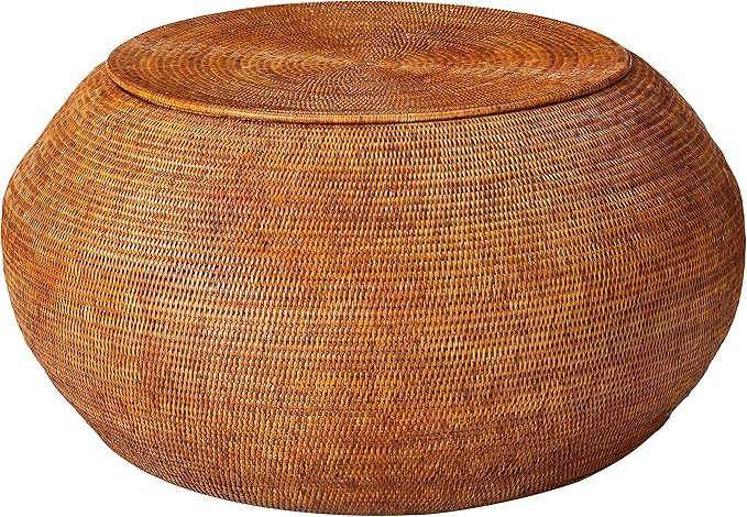 KOUBOO La Jolla Round Rattan Storage Coffee Table, Honey-Brown | Amazon (US)