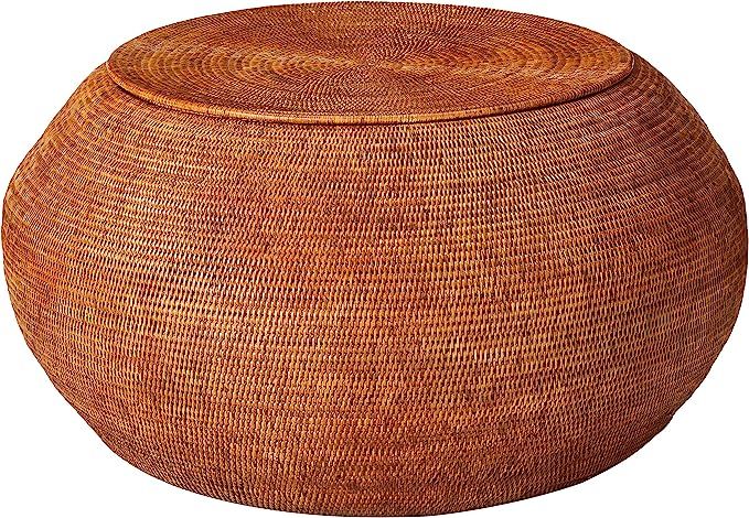 KOUBOO La Jolla Round Rattan Storage Coffee Table, Honey-Brown | Amazon (US)