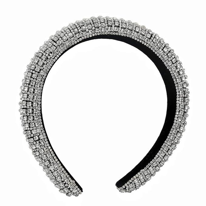 Rhinestone Headbands for Women Padded Fashion Luxury Diamond Design Bridal Elegant Wedding Wide H... | Amazon (US)