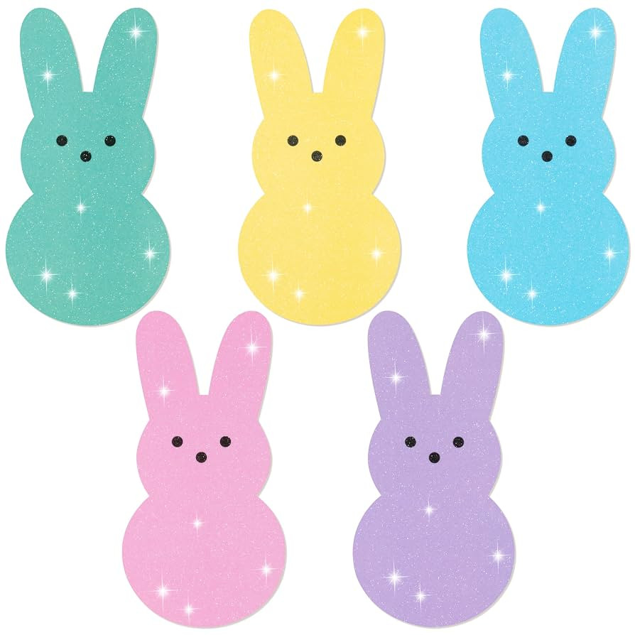 Easter Glitter Bunny Cutouts - 100Pcs Colorful Rabbit Paper Cutouts Spring Bunny Peeps Paper Die ... | Amazon (US)