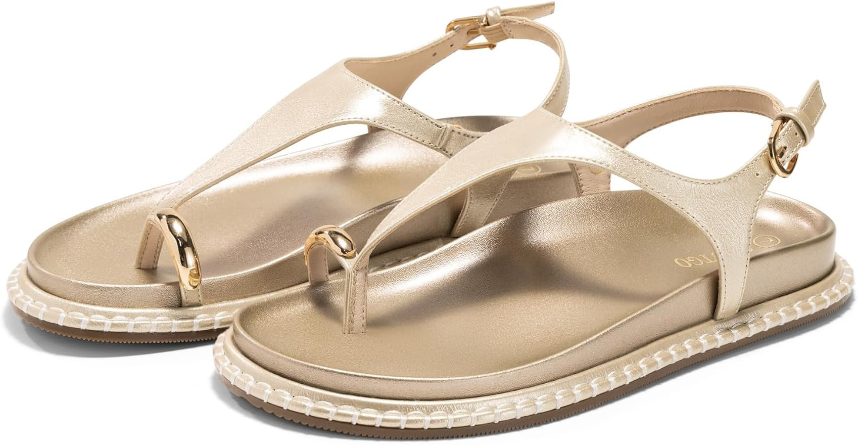 Coutgo Womens Toe Ring Flat Sandals Comfortable Flip Flops T Strap Footbed Sandals Ankle Strap Su... | Amazon (US)