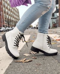 Jenna Lace-Up Boot - white | Sugar & Jade