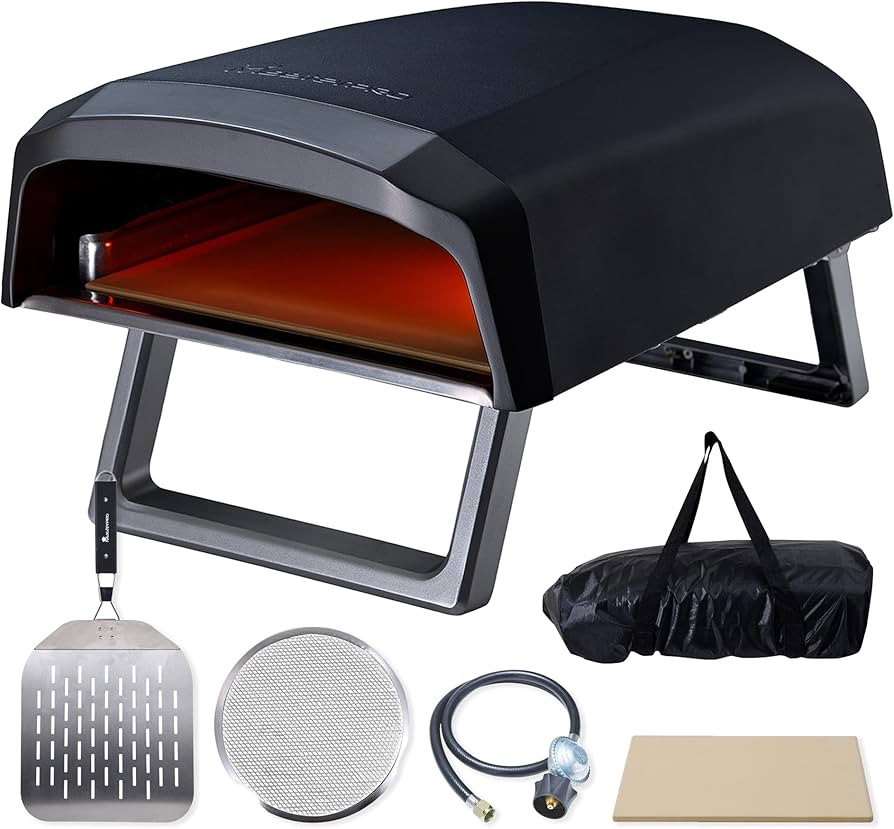 MasterPRO Outdoor Pizza Oven Perfect for 12" Neapolitan Pizzas, Includes 5-Piece Set, Gas, Black | Amazon (US)