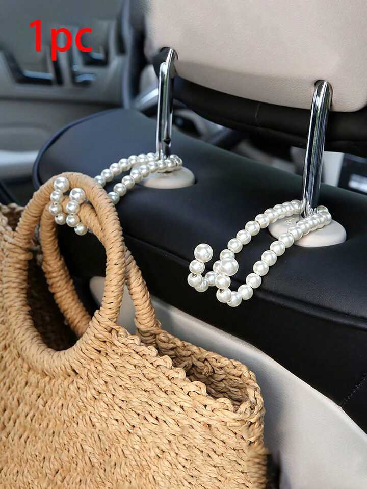 1pc Universal Faux Pearl Decor Stainless Steel Car Seat Back Hook | SHEIN