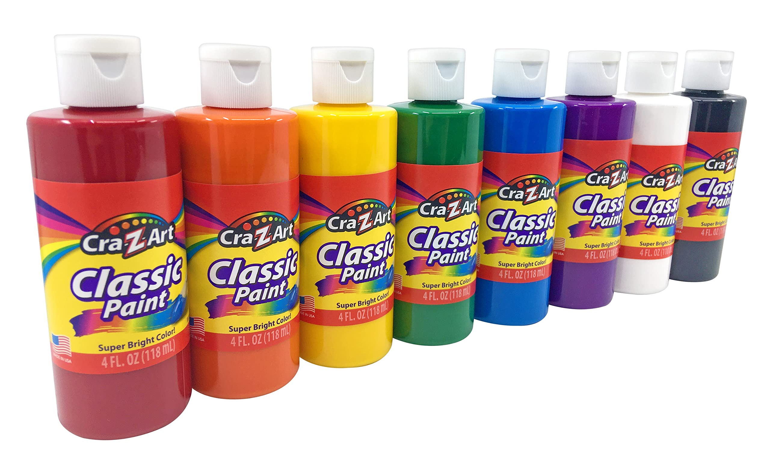 Cra-Z-art Washable Classic Paint Bulk Pack 8ct, Assorted Colors 4oz each bottle, 32oz | Amazon (US)