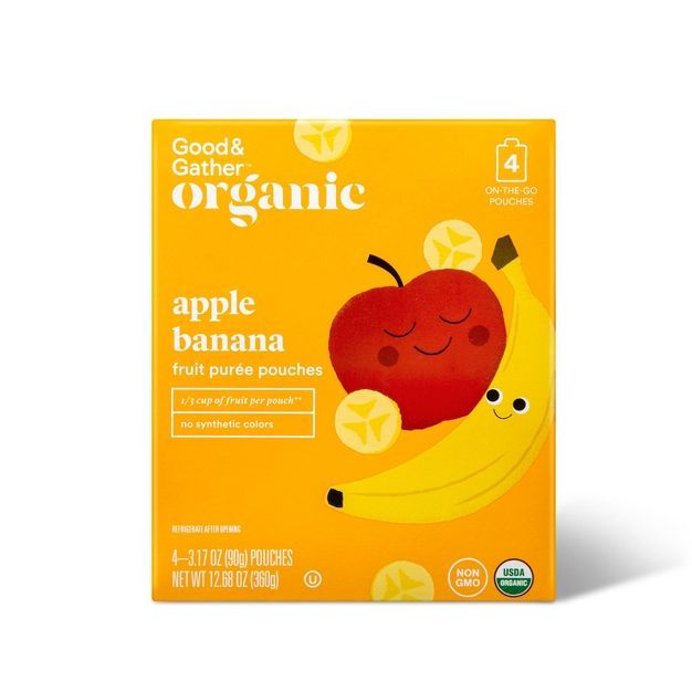 Organic Applesauce Pouches - Apple Banana - 4ct - Good & Gather™ | Target