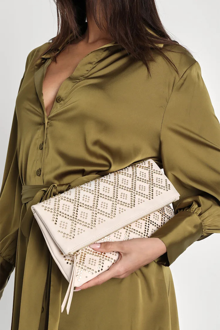 Crowd Pleaser Cream Studded Clutch | Lulus (US)