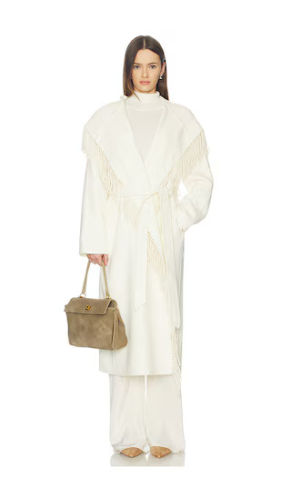 Charli Hooded Coat With Fringe in Gardenia | Revolve Clothing (Global)