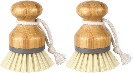 MR.SIGA Bamboo Palm Brush, Scrub Brush for Dishes Pots Pans Kitchen Sink Cleaning, Pack of 2 | Amazon (US)