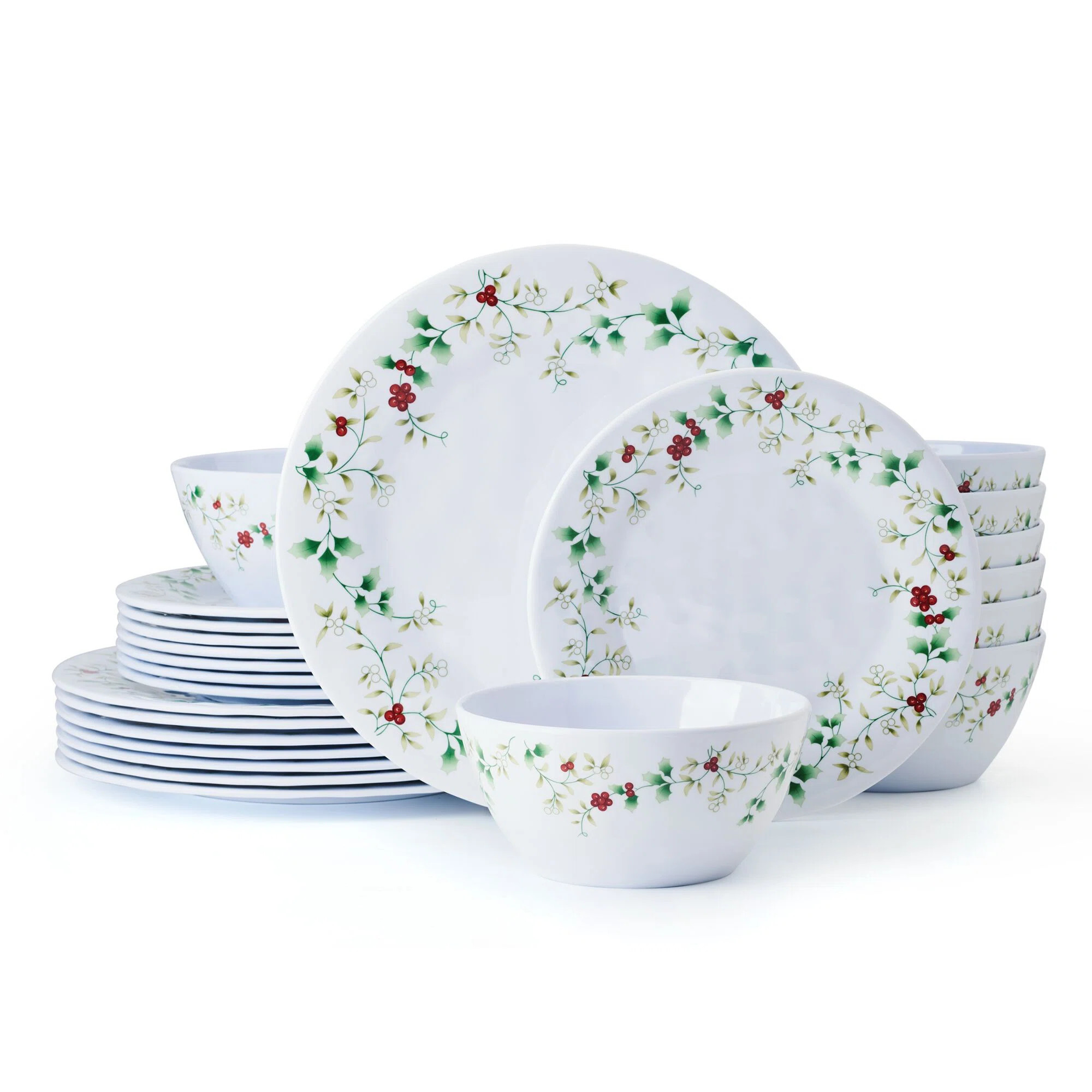 Winterberry 24-Piece Indoor/Outdoor Melamine Dinnerware Set, Service for 8 | Wayfair North America