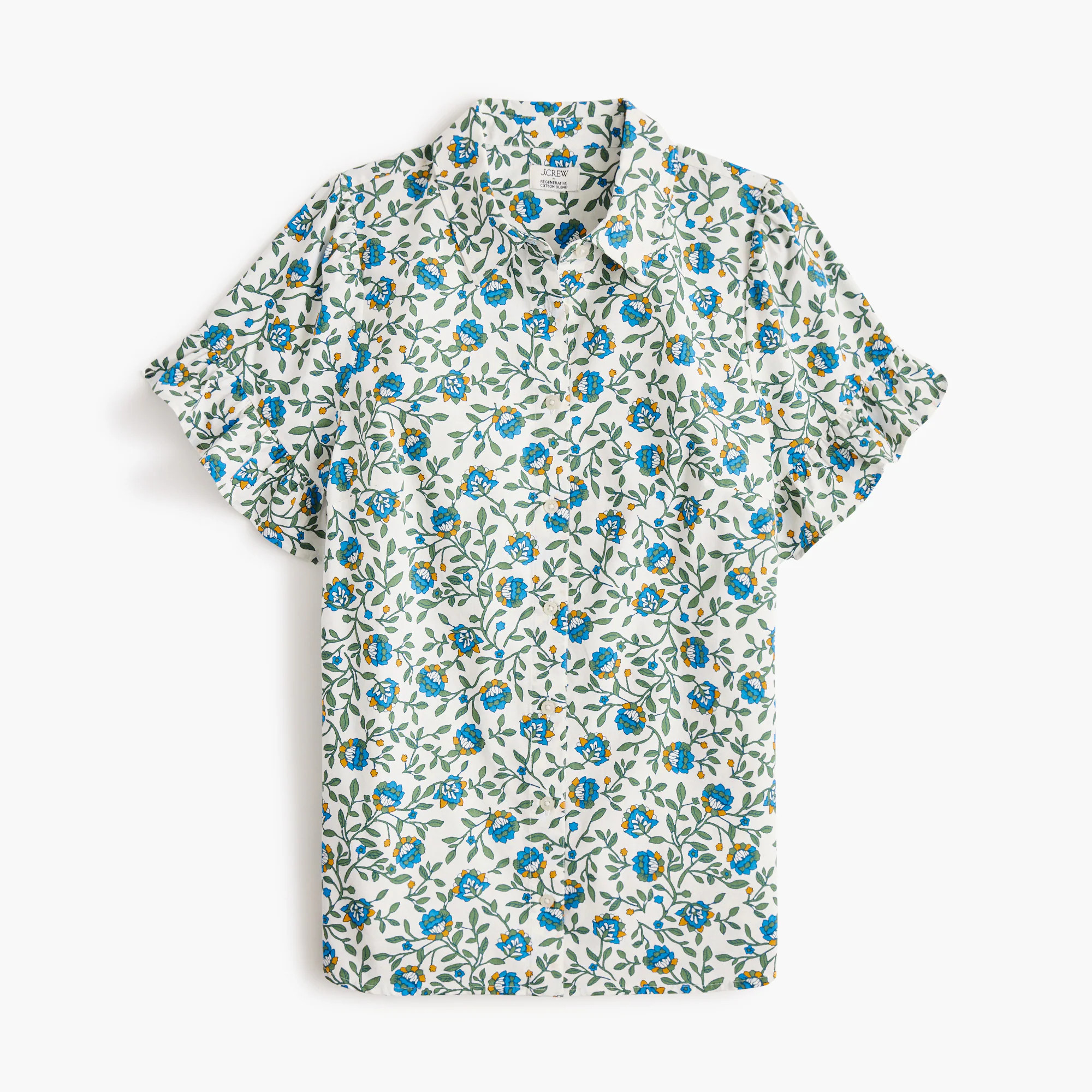 Printed ruffle-sleeve top | J.Crew Factory