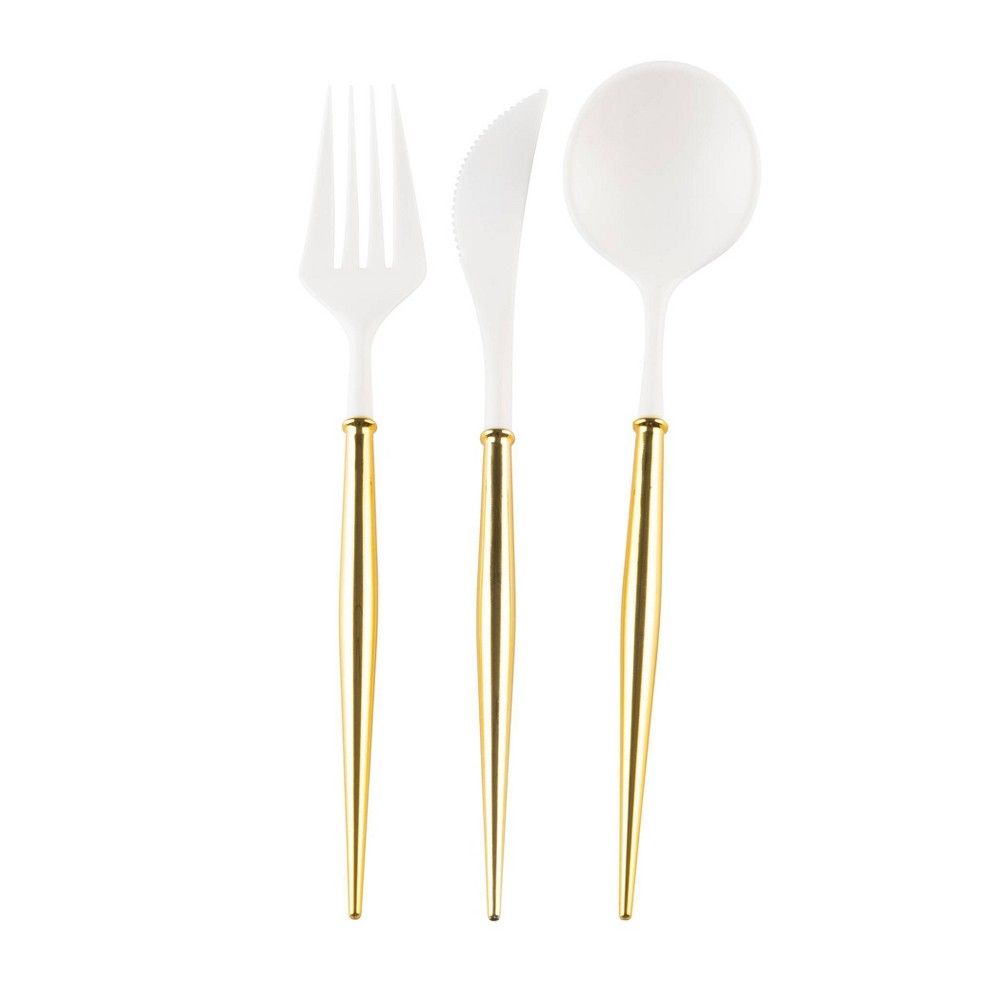 Set Of 12 Sophistiplate Cutlery White/Gold | Target