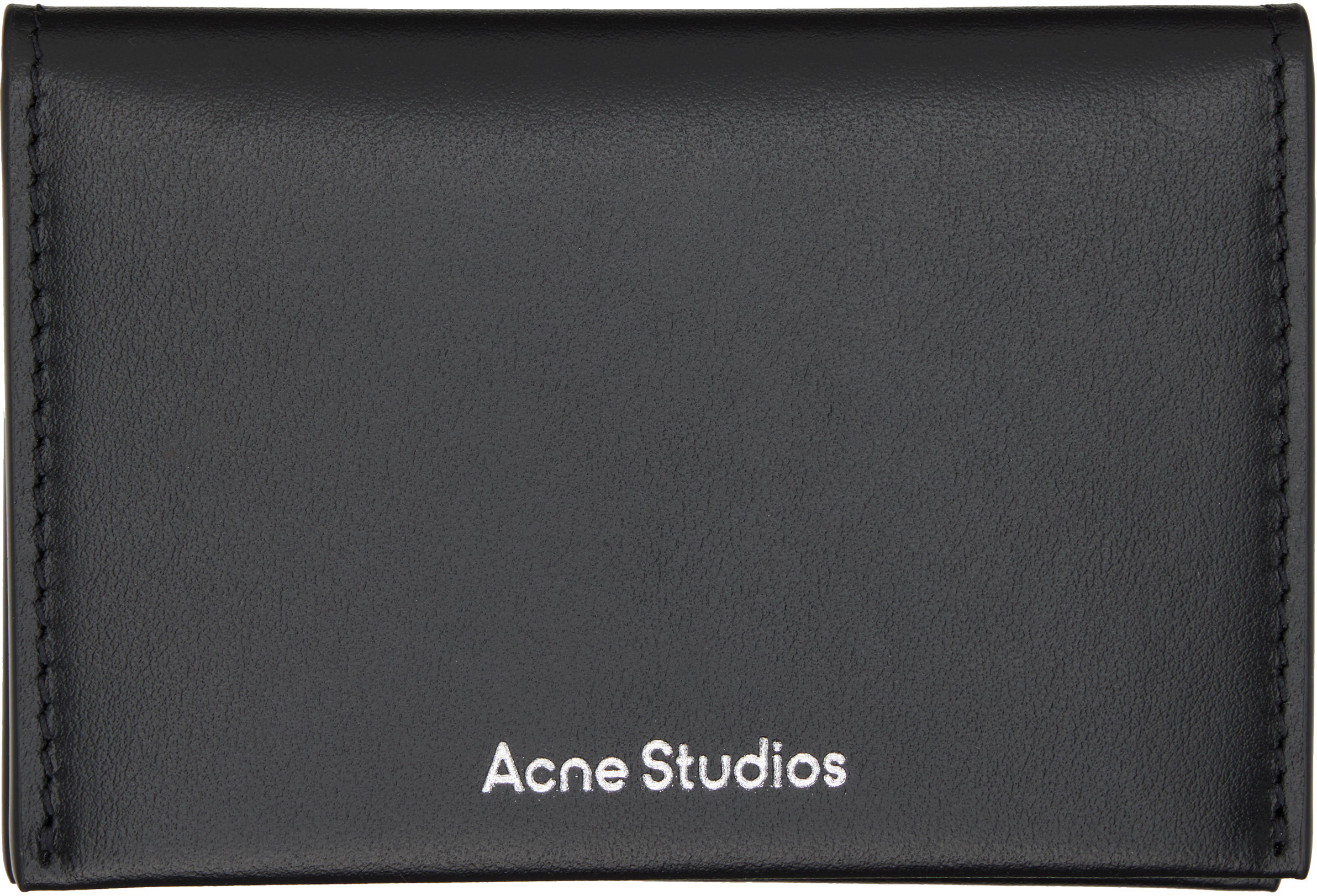 Acne Studios Black Folded Leather Card Holder | SSENSE