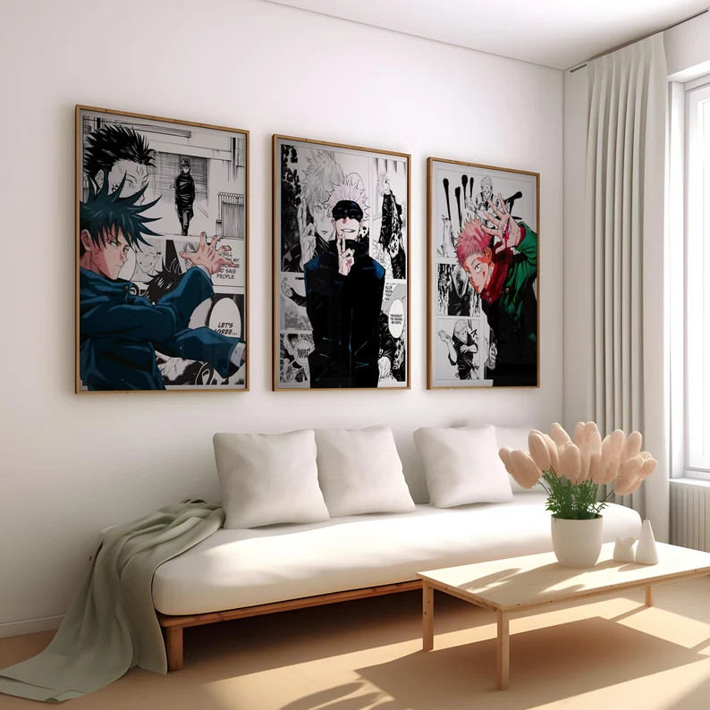 Jujutsu Kaisen Poster Set of 3 Wall Art, Canvas / Art Prints / Framed, Anime Art, Manga Gift, Ani... | Etsy (US)