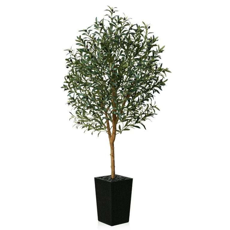 DR.Planzen UV Resistant 6ft Artificial Olive Tree with Natural Wood Branches and Realistic Silk L... | Walmart (US)