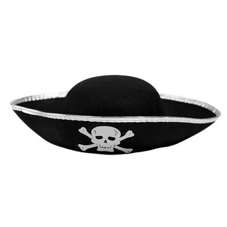 Pirate Felt Hat for Adults Kids Pirate Costume Hat with Skull and Cross Sword Design For Halloween D | Walmart (US)