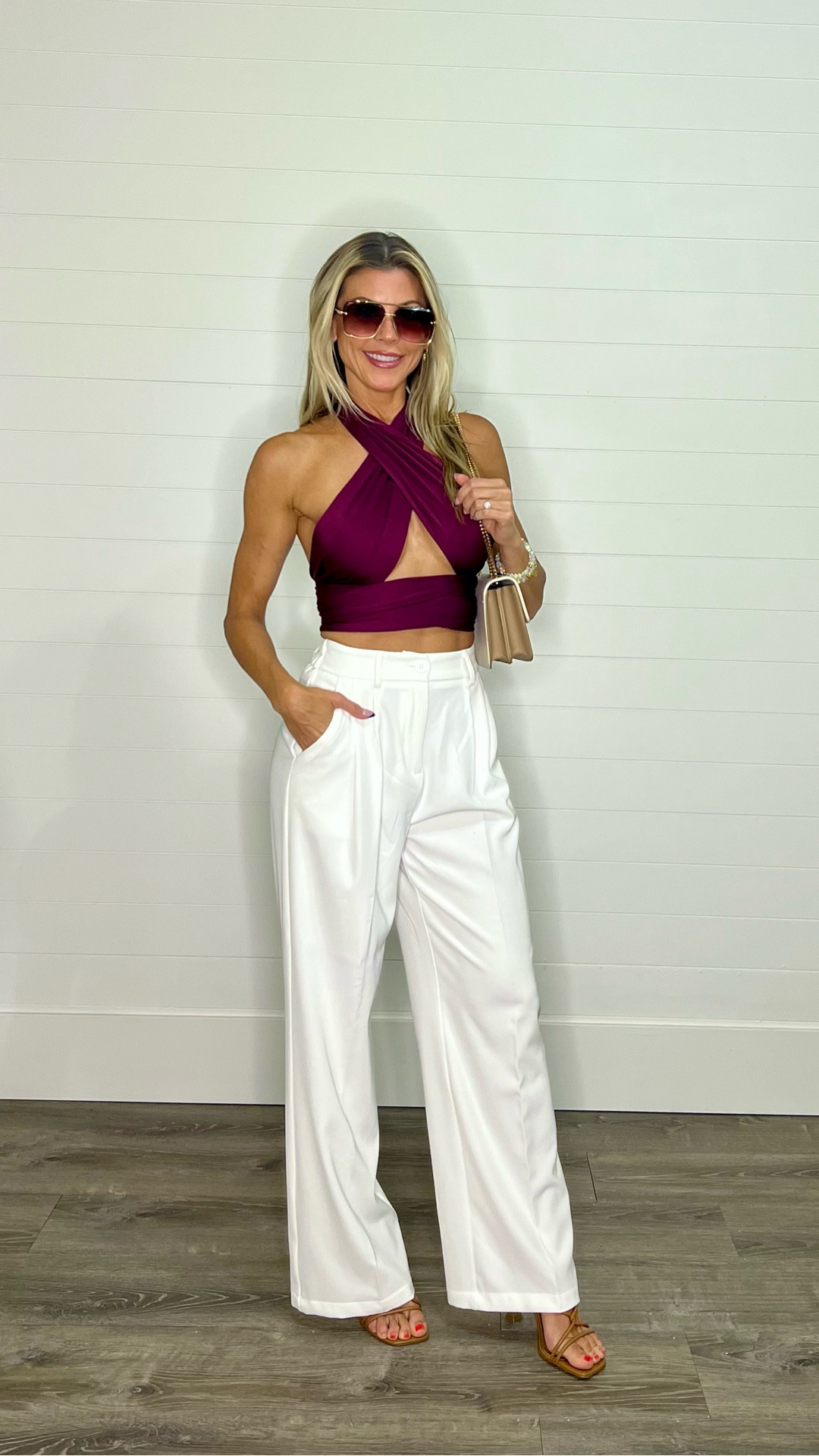 Wearing size XS Long in pants. Color is white (thick).
Top can be worn multiple ways. Check out video and reviews on Amazon  

#LTKSeasonal #LTKBeauty #LTKStyleTip