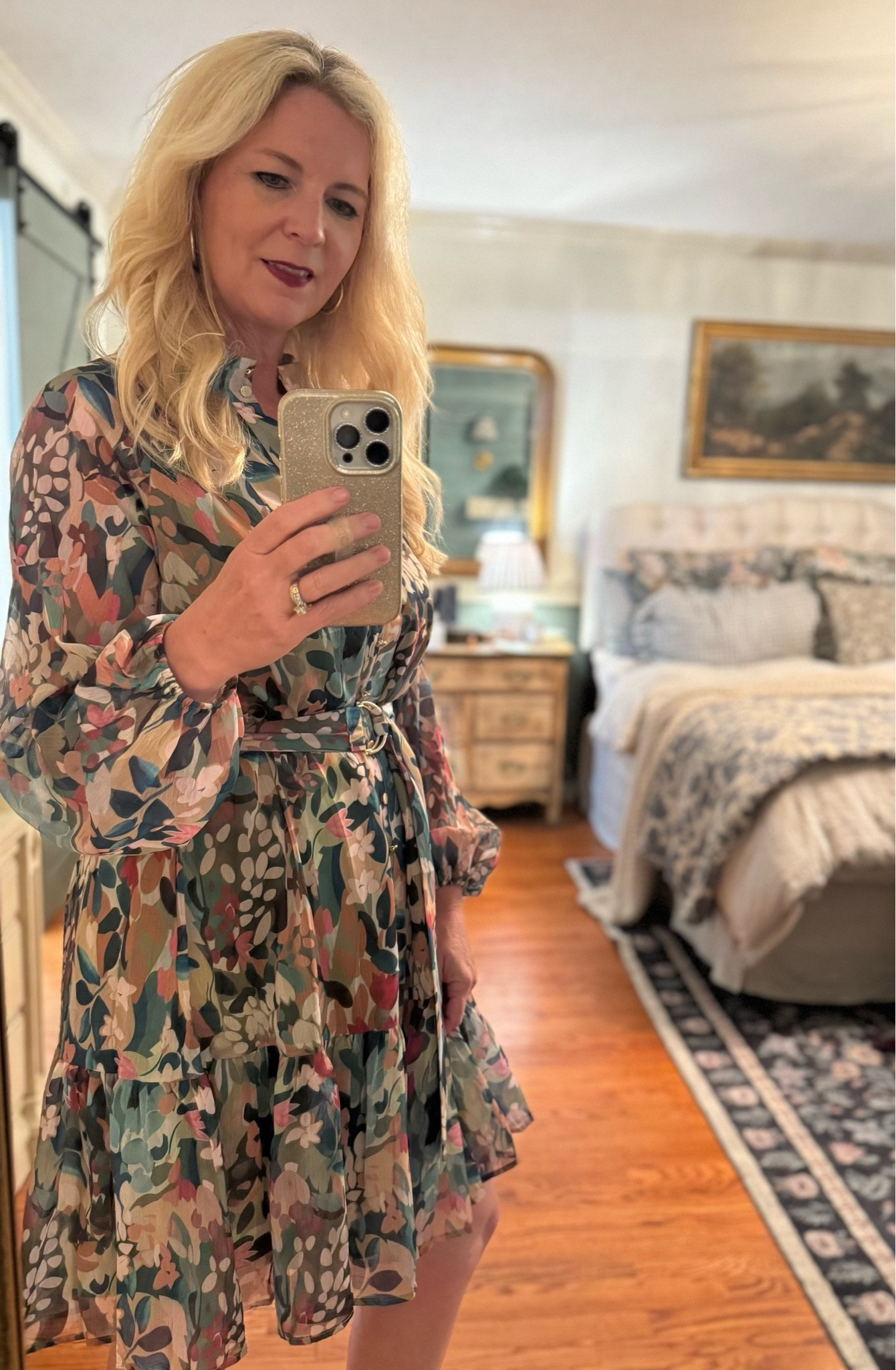 Women’s spring floral dress. Loving this dress… it’s so comfortable, flowy, it is lined, and has an adjustable belt.

#LTKOver40 #LTKootd #LTKSaleAlert