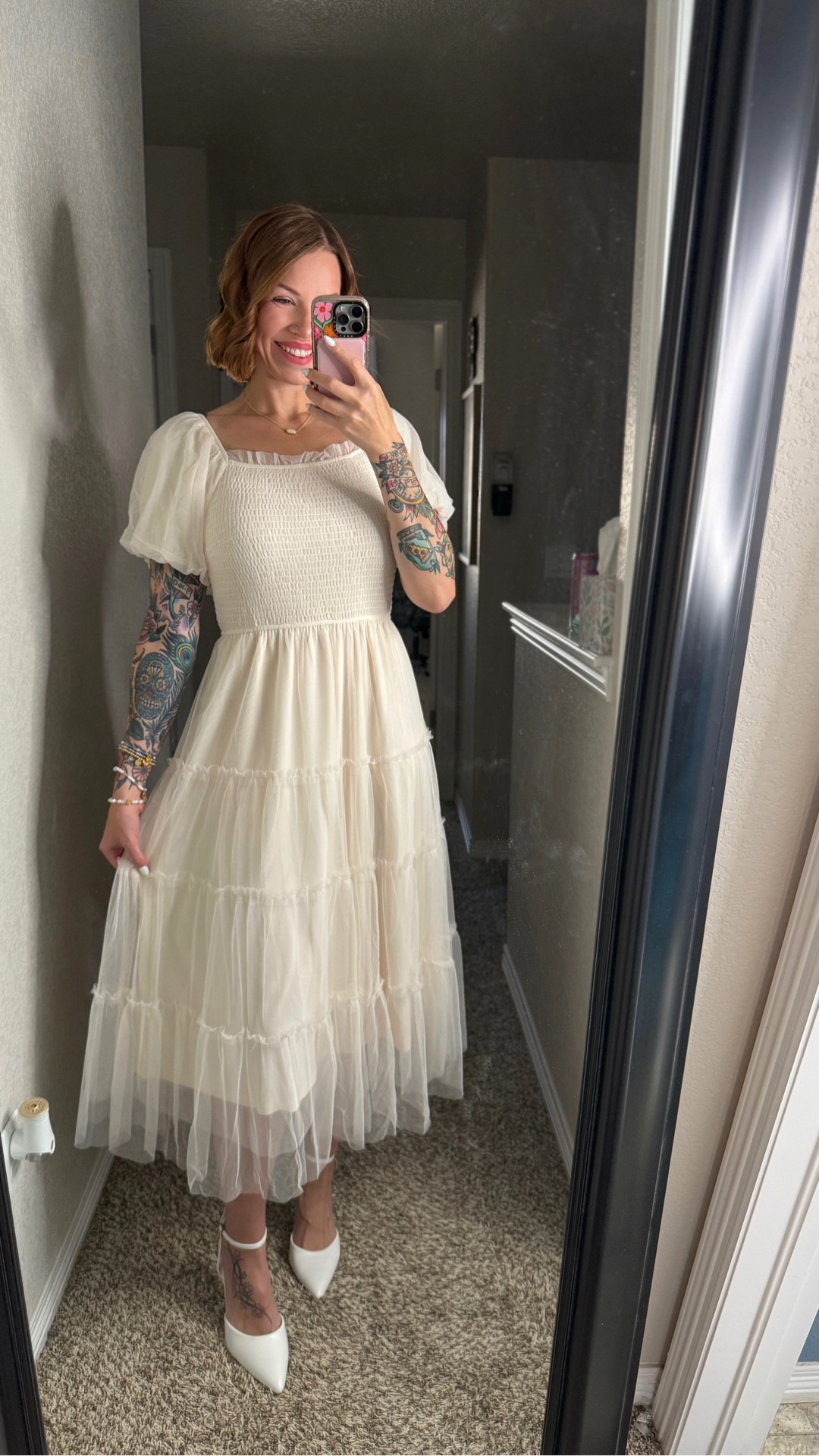Puffy sleeve, smock top, tulle dress! So comfy and so flattering! Perfect for Mother’s Day! I’m wearing a small.

I’m 5’6”, 145 lbs 

#LTKootd #LTKmomlife #LTKMothersDay